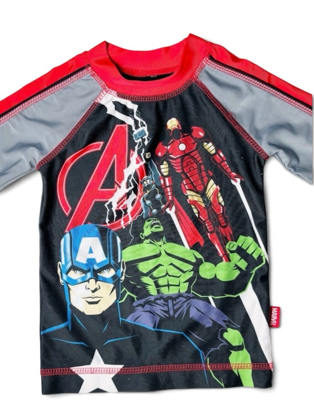 Official Marvel Avengers Long Sleeve Rash Guard Swim Shirt Size 18-24M Summer